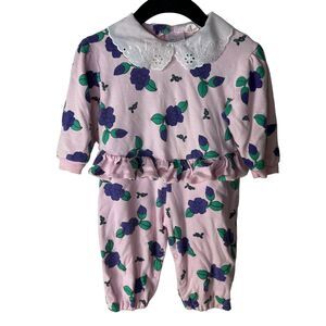 Vintage 90s Le Top Floral‎ Baby 12 Months One Piece Pink Purple